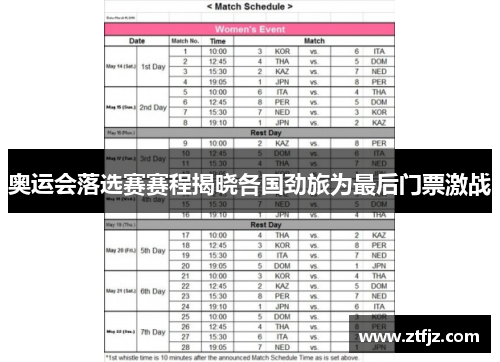 奥运会落选赛赛程揭晓各国劲旅为最后门票激战